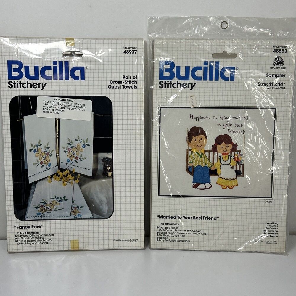 Bucilla Cross Stitch Kit Fancy Free Towel Butterfly Married To Your Bestfriend